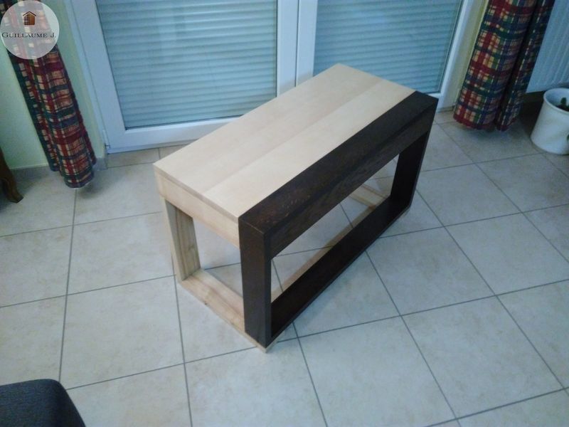 Table basse bicolore, vue de côté – Guillaume Menuiserie